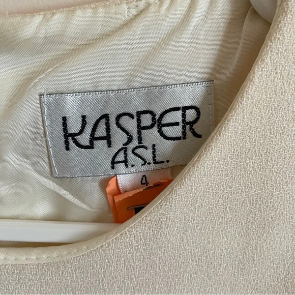 Vintage 90s / Y2K two tone camel beige and cream sheath dress 6 - Picture 3 of 6